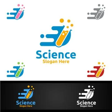 Fast Science and Research Lab Logo for Microbiology, Biotechnology, Chemistry Stock Illustration