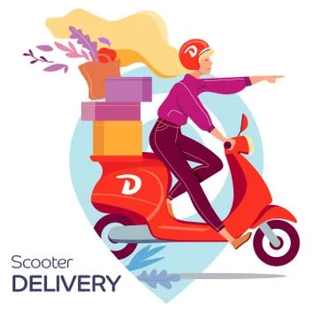 Fast scooter delivery Stock Illustration