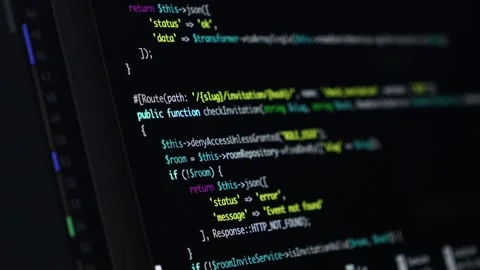 Fast scrolling code in a development environment, focus on PHP syntax Stock Footage 302392198