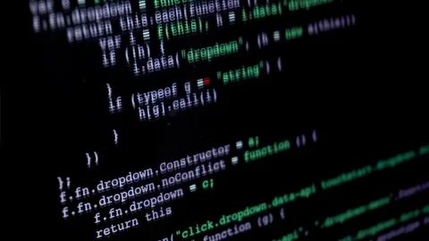 Fast scrolling programming or html code over screen Stock Footage 101259208