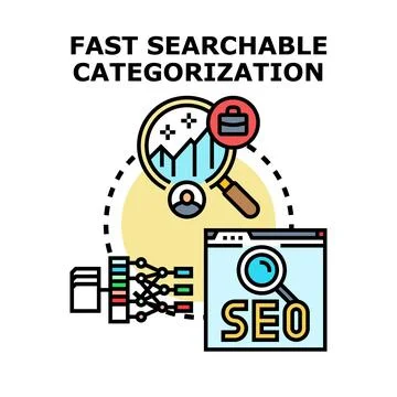 Fast searchable categorization concept vector illustration Illustrazione stock