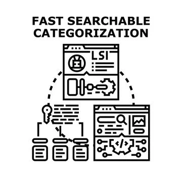 Fast searchable categorization information processing concept Stock Illustration