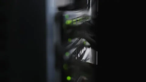 Fast servers and providers for internet connection. Fiber optic in server room. Stock Footage 306843417