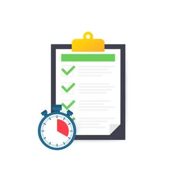 Fast service, simple solution, project management, survey clipboard, improvem Stock-Illustration