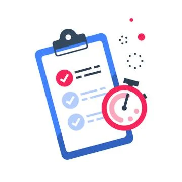Fast services, check list and stopwatch, quick questionnaire, short survey 스톡 일러스트