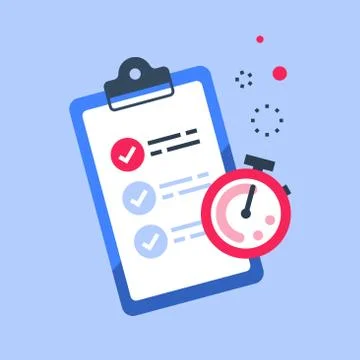 Fast services, check list and stopwatch, quick questionnaire, short survey イラスト素材