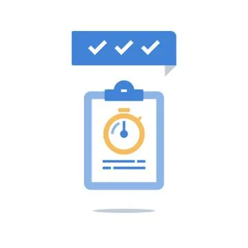 Fast services, quick questionnaire, short survey, opinion poll, delivery time Ilustração Stock