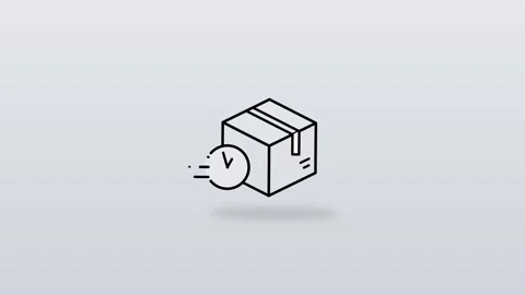 Fast shipping box animation on light background. 4K Vidéo 340514713