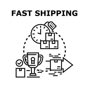 Fast shipping concept delivering packages quickly gaining success Stock Illustration