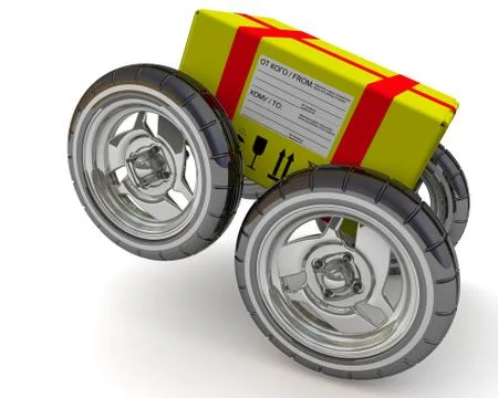 Fast shipping. Parcel on wheels Stockillustratie