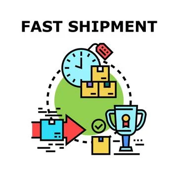 Fast shipping process achieving customer satisfaction delivery Stock Illustration