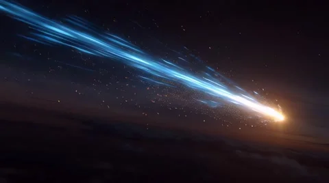 Fast Shooting Star Streaking Across Night Sky Over Earth Horizon Stock Footage 330505965