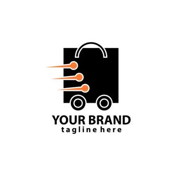 Fast shopping bag technology vector logo design Stock Illustration