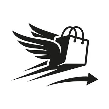 Fast Shopping Delivery Vector Logo Set Stock Illustration