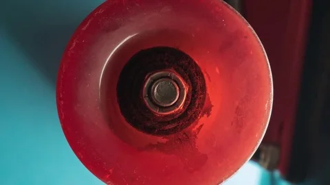 Fast skateboard spinning wheel Stock Footage