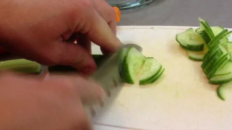 Fast slicing cucumber Stock Footage 51173916