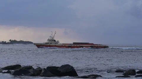 Fast small cargo ship vessel 2 Stock Footage 43099168