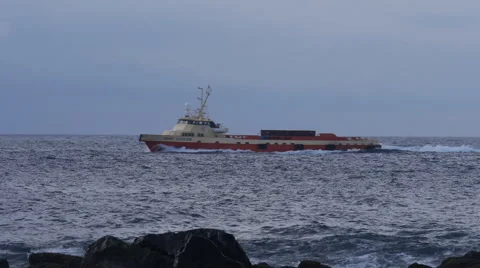 Fast small cargo ship vessel 1 Stock Footage 43100084