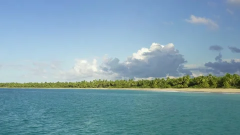 Fast, small waves ripple across the blue water of the Atlantic.  Stock Footage 167925955