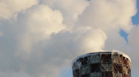 Fast smoke from big chimneys Stock Footage 35507649