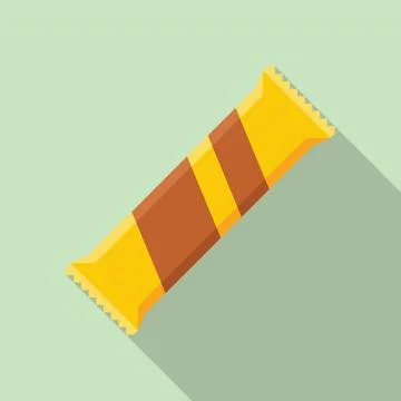 Fast snack bar icon flat . Healthy granola Stock Illustration