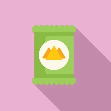 Fast snack pack icon flat vector. Food machine pack Stock Illustration