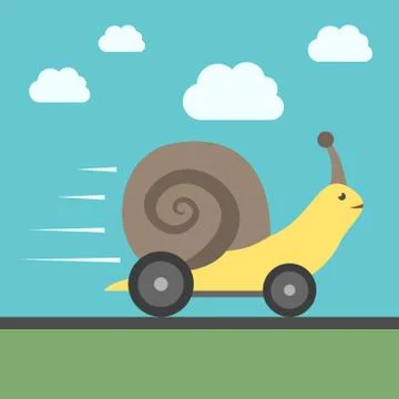 Fast snail with wheels Stock Illustration