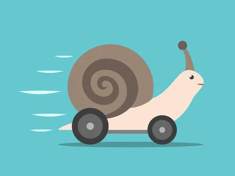 Fast snail with wheels Stock Illustration