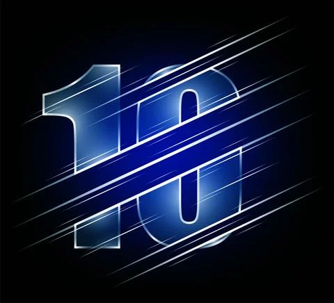 Fast speed elements of luxury glass number 10 ten character. Illustrazione stock