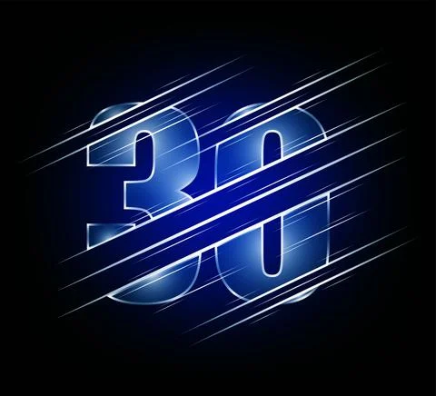 Fast speed elements of luxury glass number 30 thirty character. Illustrazione stock