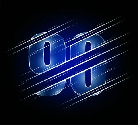 Fast speed elements of luxury glass number 90 ninety character. Illustrazione stock