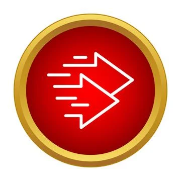 Fast speed forward arrows red gold icon Stock Illustration