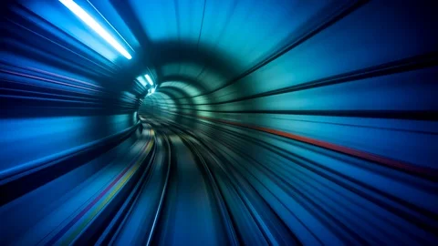Fast Speed Subway Train Moving Reverse Looping 4K Time Lapse Video stock 95344815