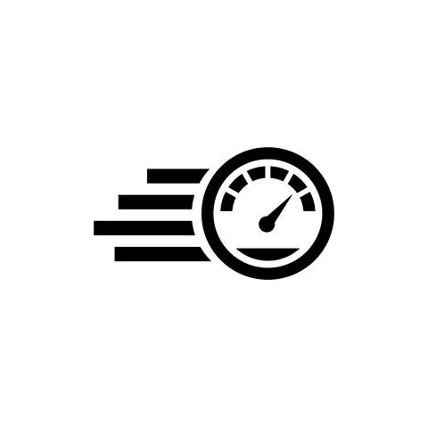 Fast Speedometer, High Speed. Flat Vector Icon illustration. Simple black sym Stock Illustration