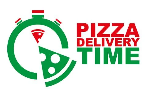 Fast Speedy Pizza Delivery Vector Drawing Sign Stock Illustration