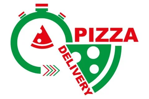 Fast Speedy Pizza Delivery Vector Drawing Sign Stock Illustration