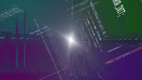 Fast spinning code environment, 3d hacking in perspective animation Stock Footage 311966937