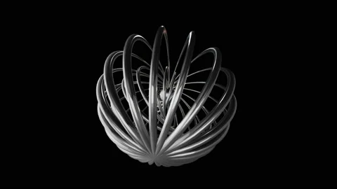 Fast Spinning Concentric Chrome Rings Seamless Loop 3D Background Stock Footage 219032571