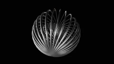 Fast Spinning Concentric Chrome Rings Seamless Loop 3D Background Video stock 219032914