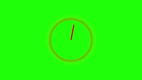 Fast spinning red hand on abstract minimalist clock face over bright green .. Stock Footage 336476067