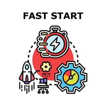 Fast start concept creating successful business development strategy Stock Illustration