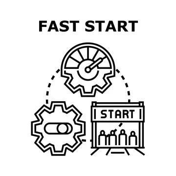 Fast start concept including speed meter and beginning line Иллюстрация