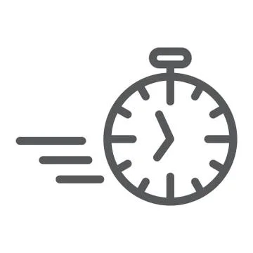Fast stopwatch line icon, time and speed, timer sign, vector graphics, a linear Stock Illustration