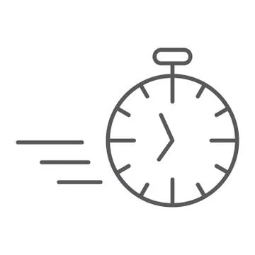 Fast stopwatch thin line icon, time and speed, timer sign, vector graphics, a Stock Illustration