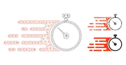 Fast Stopwatch Vector Mesh 2D Model and Triangle Mosaic Icon Illustrazione stock