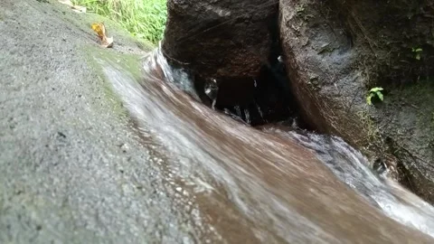 Fast Stream Current Over Rocks Dynamic Water Flow Close Up Stock Footage 330590464