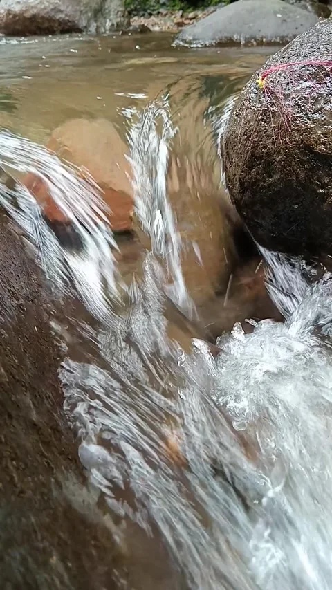 Fast Stream Current Over Stones Dynamic Water Flow Close Up Stock Footage 330582623