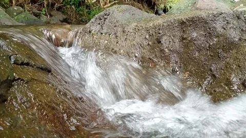 Fast Stream Flow Through Rocky Riverbed | Clear Water Nature Scene Stock Footage 330547430
