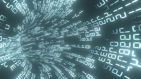 A fast stream of infinitely looped numbers and symbols. Stock Footage 150766444