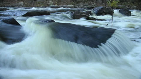 Fast stream of mountain river over stones time lapse Stock Footage 37269250